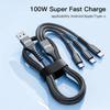 Car Data Cable 3 In1 Mobile Phone Charging Cable Fast Charge Typec For Jeep Grand Cherokee Wrangler JK Gladiator Compass Renegad