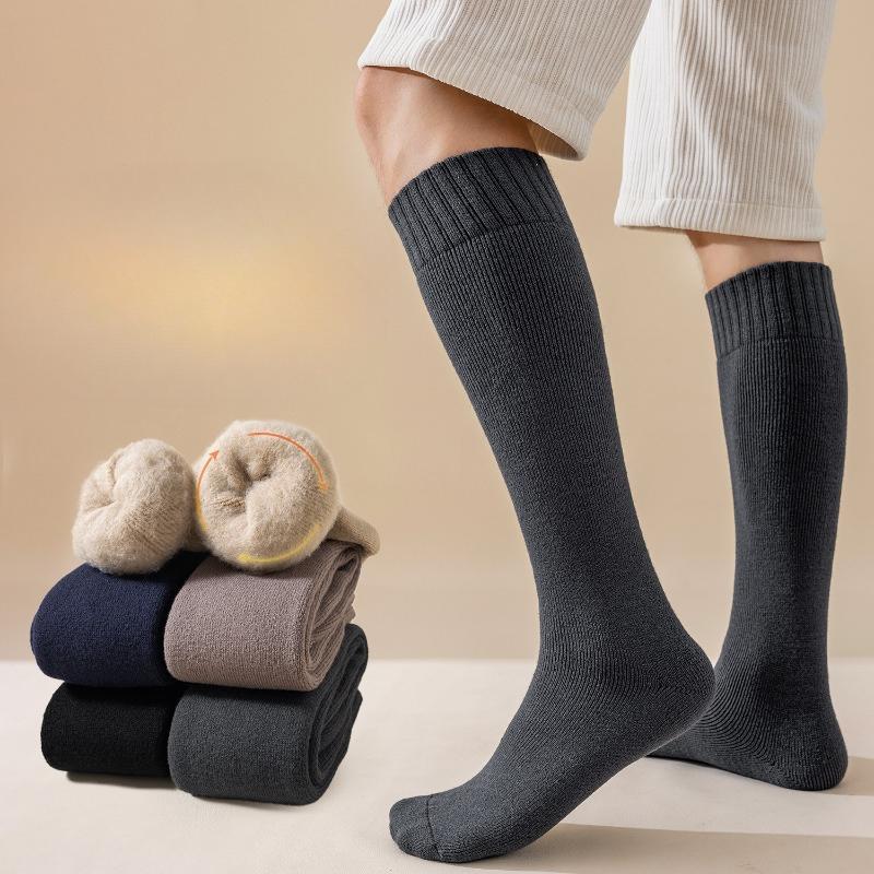 Șosete din lână fleece mărite și lungite, șosete groase și călduroase pentru bărbați, șosete cu bucle, genunchiere, șosete până la gambă