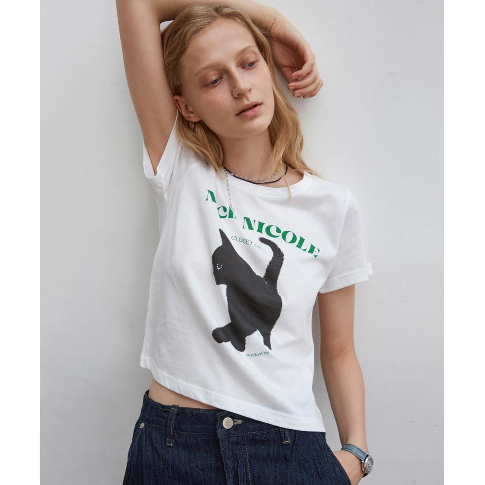 

NICK&NICOLE NICOLE CAT CROP TEE_WHITE