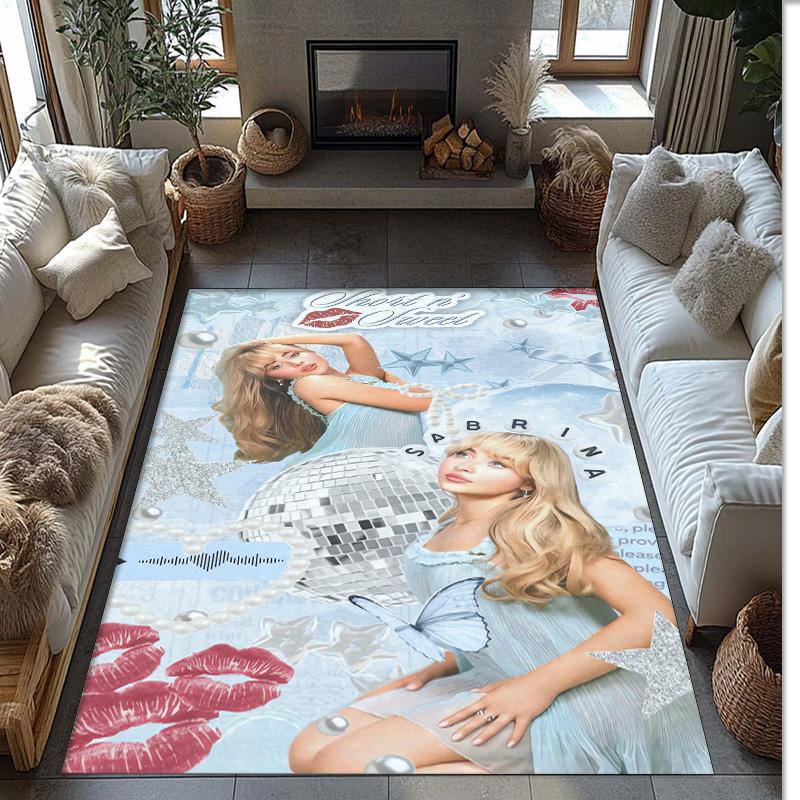 Soft Crystal Velvet Floor Rug,Sabrina Carpenter Anti Slip Decorative Carpet, Plush Area Mat For Indoor Home Decoration