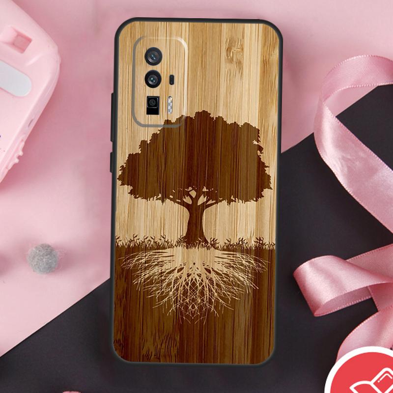 Tree Flower Bamboo Wood Case For Xiaomi 14 Ultra Mi 15 13 11T 12T 13T 14T Pro POCO X7 Pro X3 X5 X6 F5 F6 F7 Cover