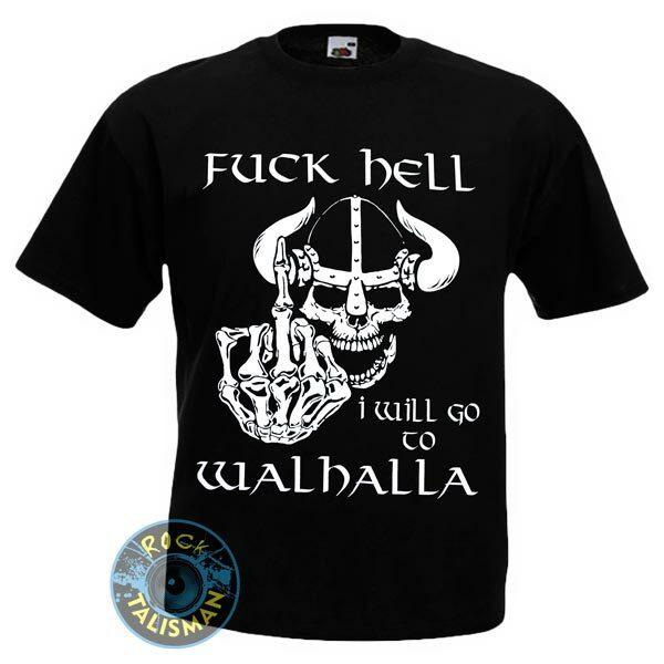 WALHALLA F*ck Hell Viking Black T-Shirt Amon Amarth BATHORY Unisex T-Shirt S