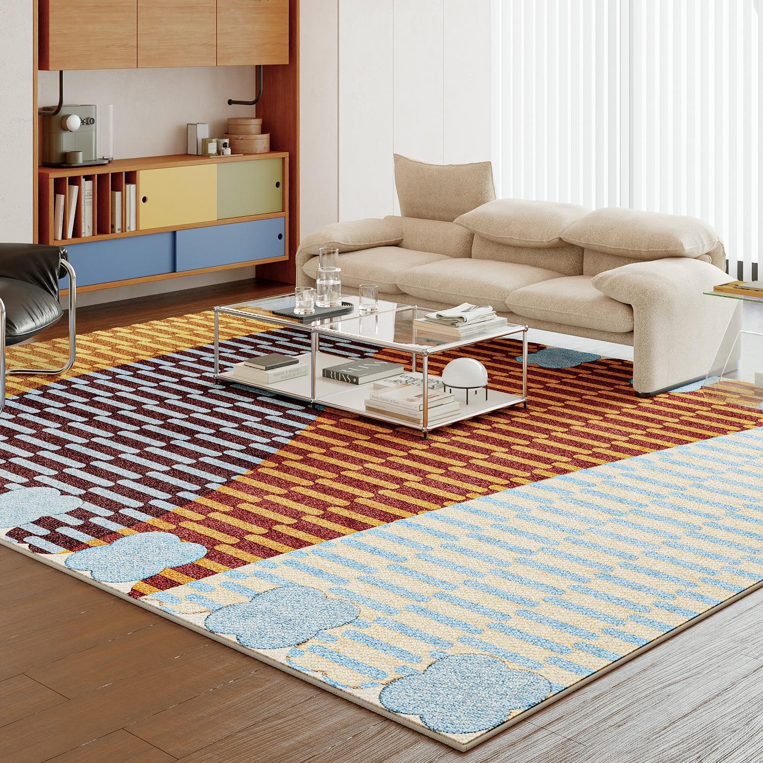 

Modern Light Luxury Creative Living Room Carpet Dopamine Abstract Color Bedroom Rugs Home Decoration Sofa Coffee Table Floor Mat 50x80cm