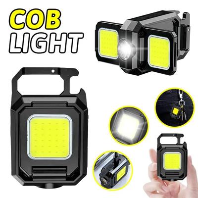 USB Rechargeable COB Work Lights Mini LED Handheld Flashlights Waterproof Keychain Emergency Lantern For Outdoor Camping