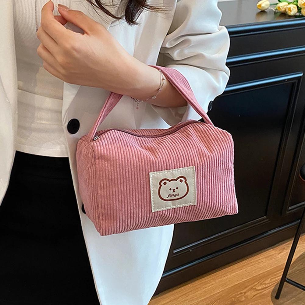 Women Fashion Large Capacity Soft Handbag With Handle Universal Classic Comfortable Cute Bear Cosmetic Bag Women Handbag