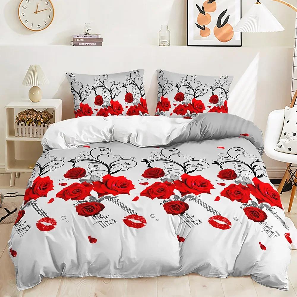 Comforter Rose Floral Romantic Flowers Bedding Set Butterfly Comforter Twin Queen For Valentine'S Day Wedding Room Decor