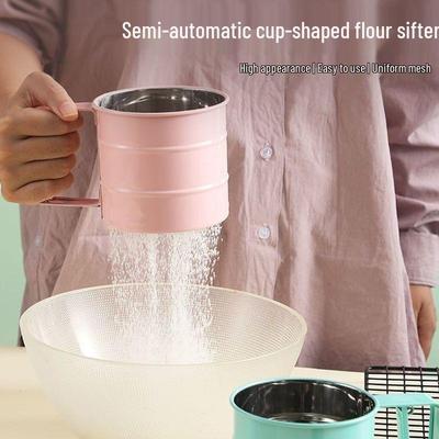 Ultra-Fine Stainless Steel Flour & Sugar Sifter Set: Semi-Automatic Cup-Style Baking Tool
