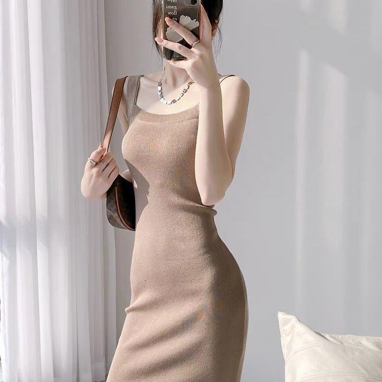 Summer Tank Halter Women Sexy  Casual Solid Clothing Chic Club Female Vintage Girl Sleeveless Elegant Dress
