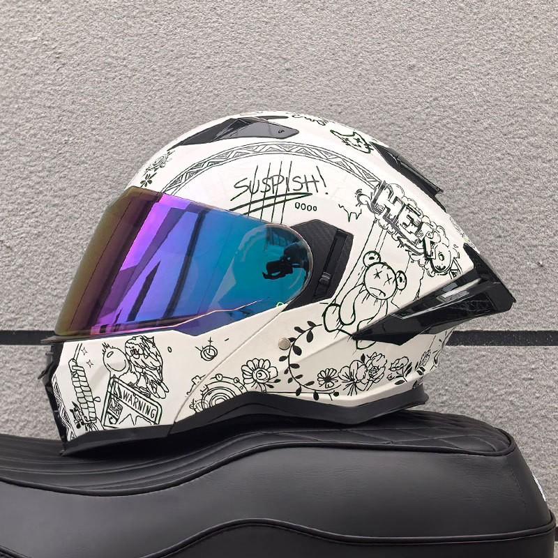 DOT ECE Certified Full Face Motorcycle Helmet Men Women ABS Shell Flip-Up Visor All-Season Use