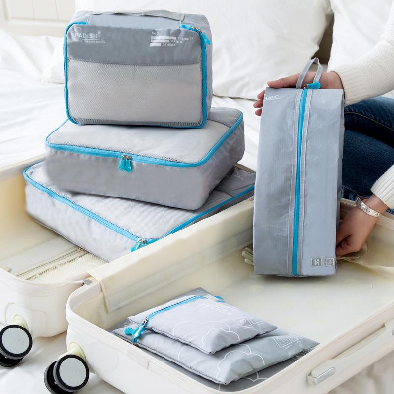 

7 Pieces Set Travel Storage Bags Waterproof Travel Organizer Portable Luggage Organizer Clothes Shoe Tidy Pouch Packing Set