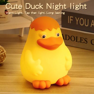 LED noční světlo Roztomilá kachnička Kreslená zvířátka Silikonová lampa pro děti Dětská Dotykový senzor Časovač USB dobíjecí pro narozeninové dárky