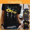 Stylish Women Floral Daisy Printed Basic T-shirt Versatile Short Sleeve Blouse For Casual Wear