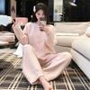 Cozy Plush Lounge Set With Pearl Buttons For Winter Comfort Homewear For Young Women