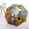 1 PC Automatic Folding Umbrella - Cow with Sunflowers Pattern, Portable & Foldable Design with 8 Ribs, Christmas Birthday Gifts