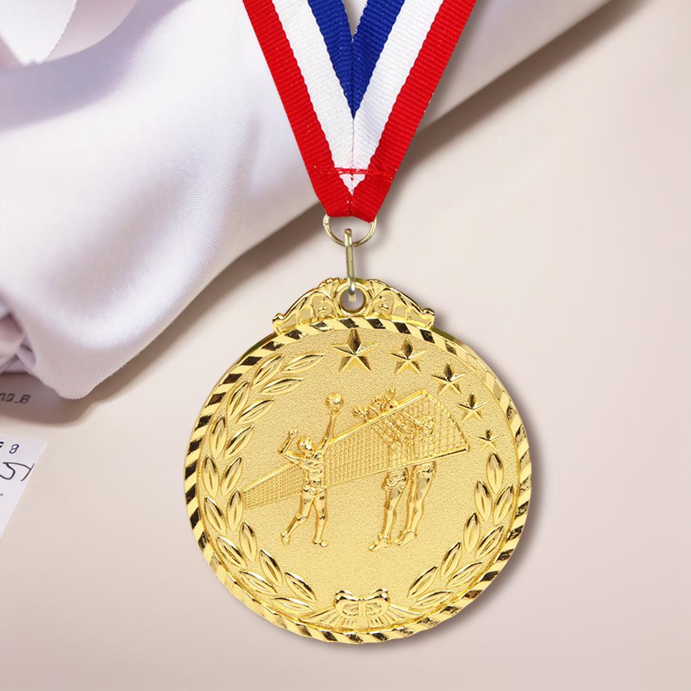 6.5cm Volleyball Medal Sports Rewards with Neck Ribbon Competition Awards Gold/Silver/Bronze Medal for Marathon Ball Games