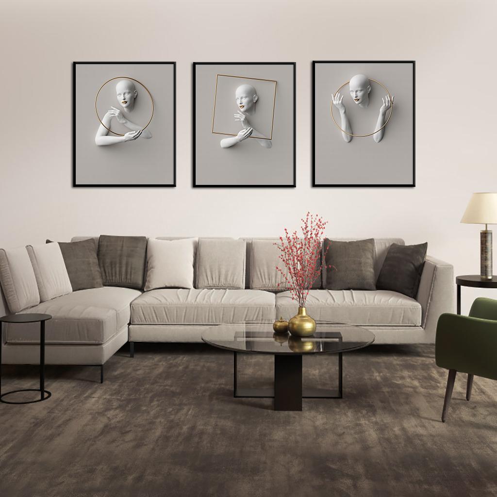 Statuie albă de aur al femeii, pictură pe pânză, poster, decorațiuni pentru locuință, imagini cu efect 3D, artă de perete minimalistă nordică Cuadros