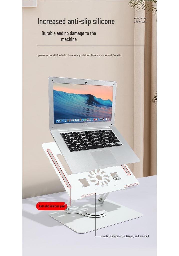 Foldable Adjustable Laptop Stand with Four Cooling Fans & Rotating Tablet Holder