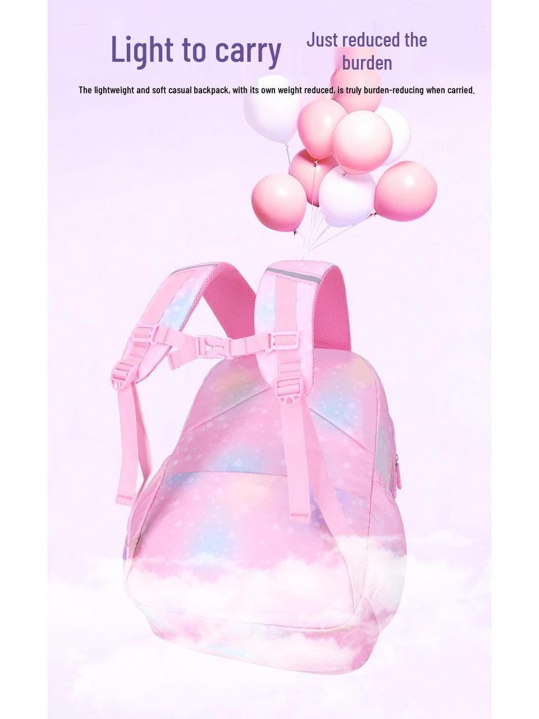 Rainbow-Design Large Capacity Backpack for Girls, Grades 1-6