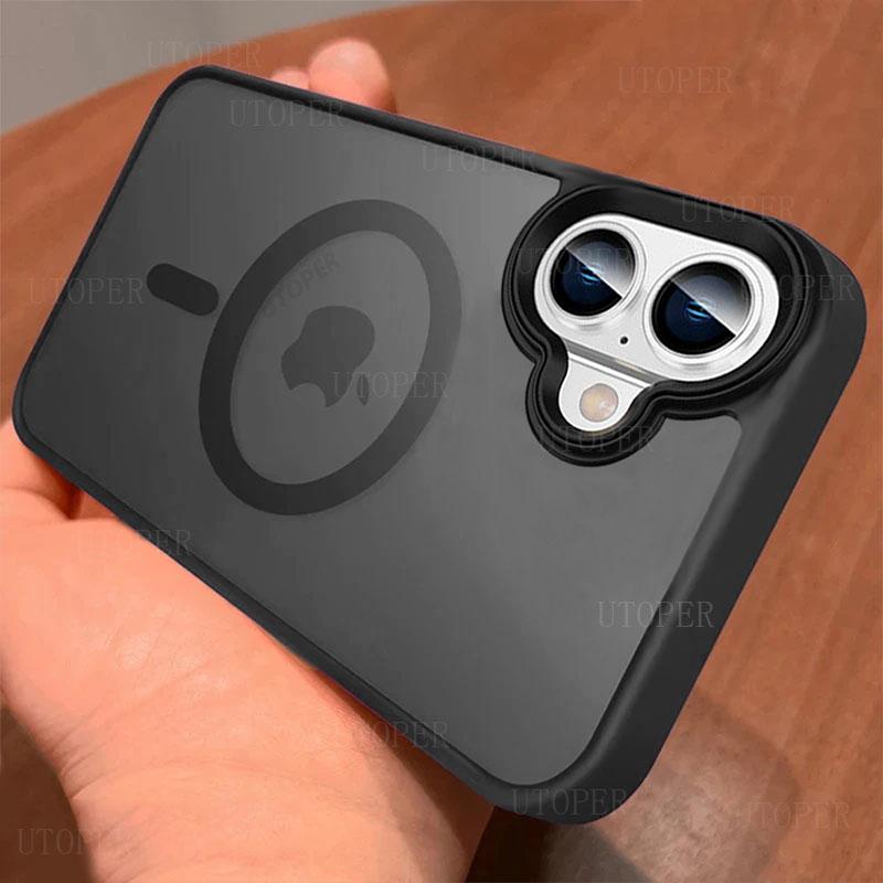 

Luxury Magsafe Matte Translucent Phone Case For IPhone16 15 14 13 12 11 Pro Max Plus Magnetic Wireless Charging Shockproof Cover For IPhone 16 ProMax