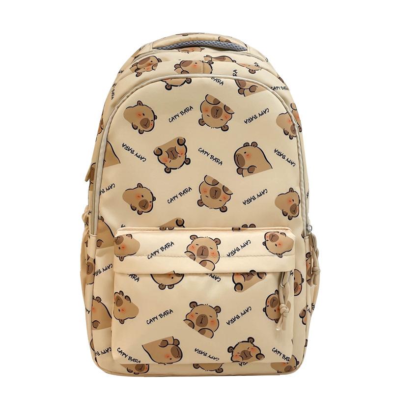 Schoolbag1011 New Student Schoolbag Boys and Girls Large Capacity Kapibara Backpack Wear-resistant Burden Reduction