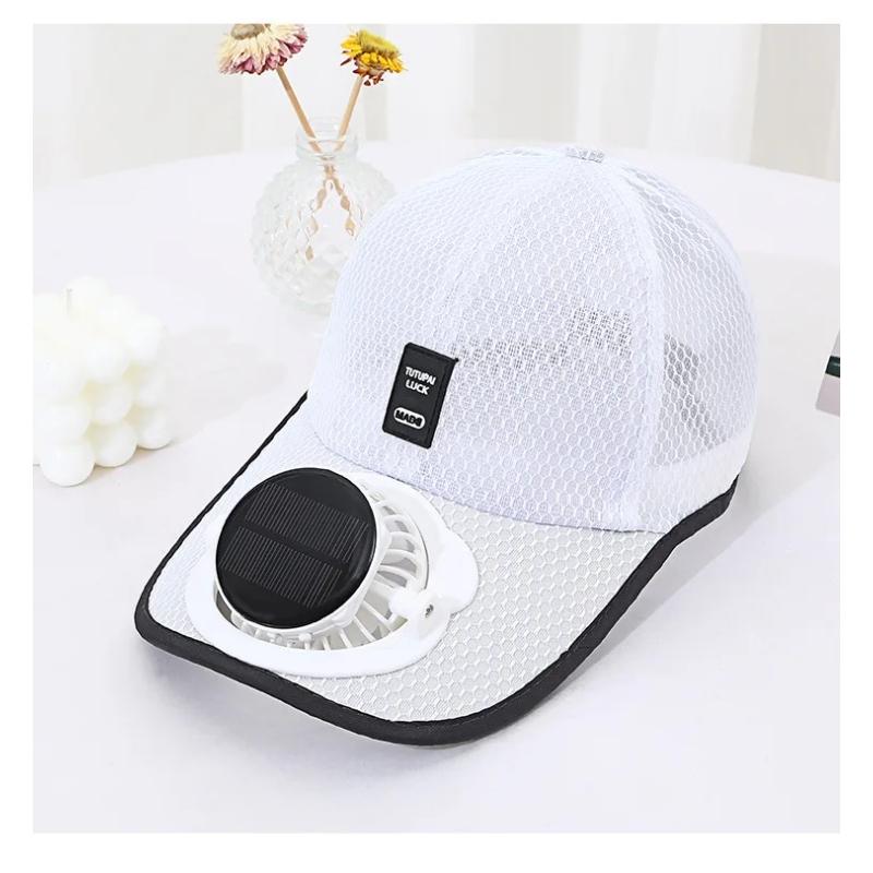 Summer Baseball Cap with Solar-Powered Fan and UV Protection for Outdoor Activities
