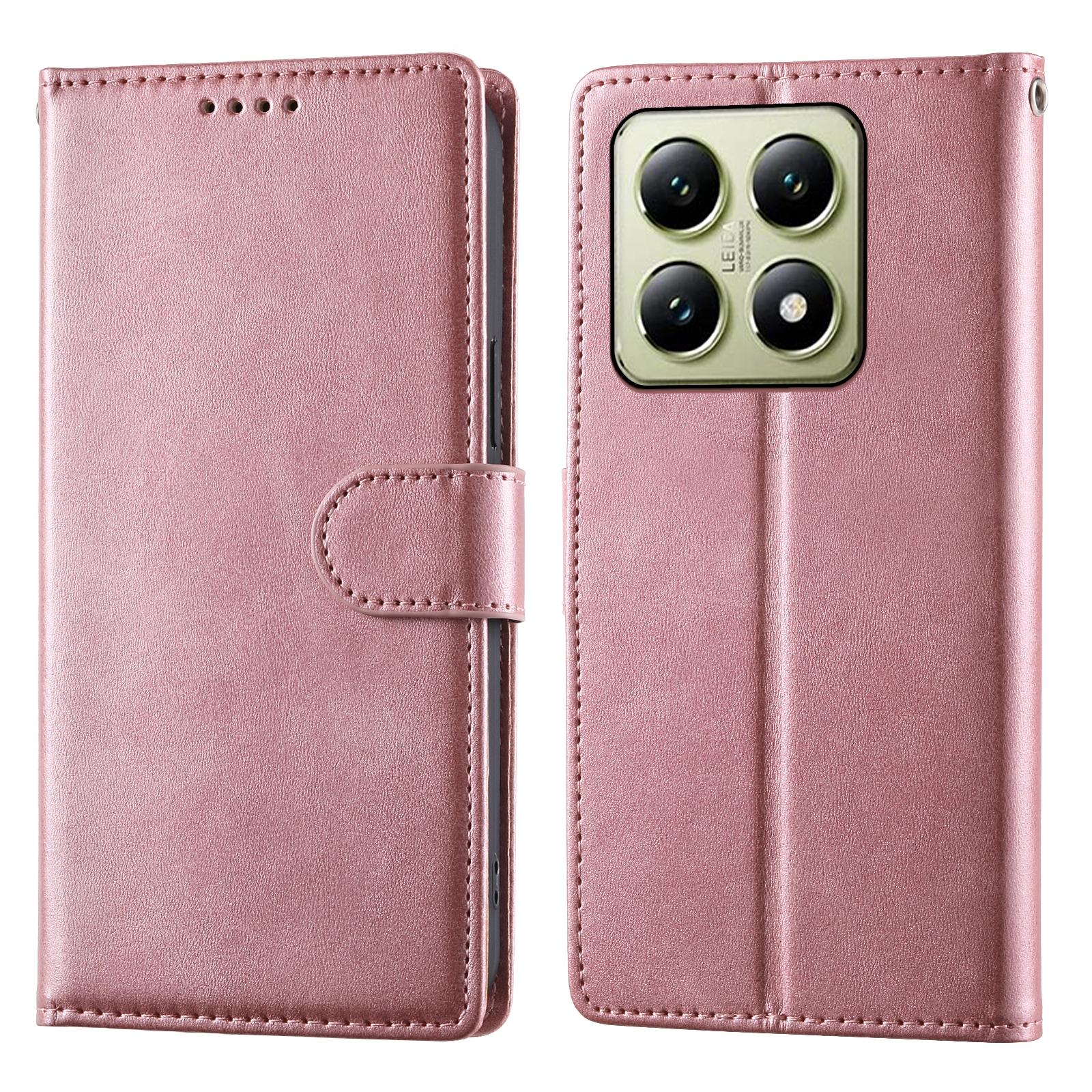 

For Xiaomi 14T Case Stand Wallet Calf Texture PU Leather Flip Phone Cover with Wrist Strap