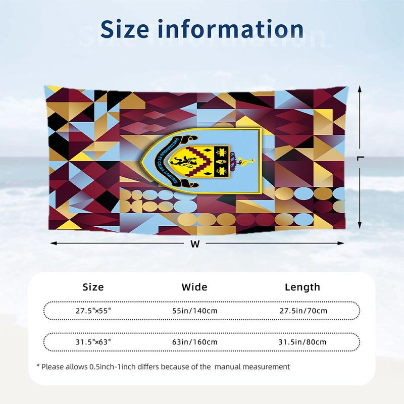 Burnley Football Beach Towel Soft Microfiber Summer Towel Quick Dry Absorbent Towel for Beach Swimming Pool Travel