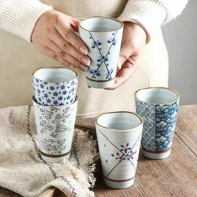 6pcs Japanese Style Gift Cup, Water Cup, Tea Cup, Flower Tea Cup, Gift Set of Six Flowers, Water Cup, Ceramic Underglaze Color