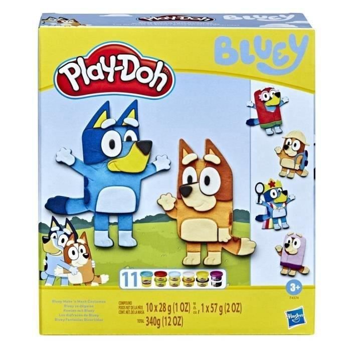 Play-Doh Bluey se déguise, Coffret avec 11 pots de pâte à modeler Bluey et à sa sœur Bingo, dès 3 ans