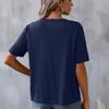 Summer V-neck T-shirt Fashion Embroidery Stitching Lace Blouse Women
