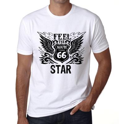 Herren Vintage T-Shirt Grafik T-Shirt Feel The Star Weiß