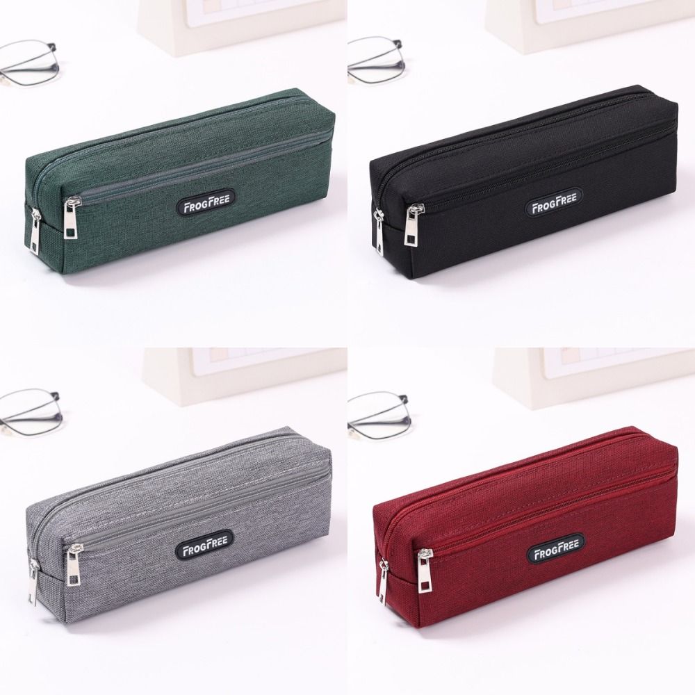 Canvas Pencil Bags Solid Color Stationery Pouch Modern Pen Storage Bag  for Student Kids