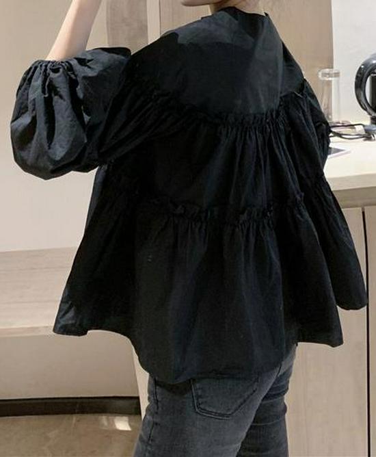 2023 Spring/Autumn Korean Style Sweet Loose Babydoll Puff Sleeve Shirt for Women
