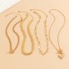 European & American Hip Hop Beaded Necklace with Geometric OT Buckle and Heart Clavicle Chain
