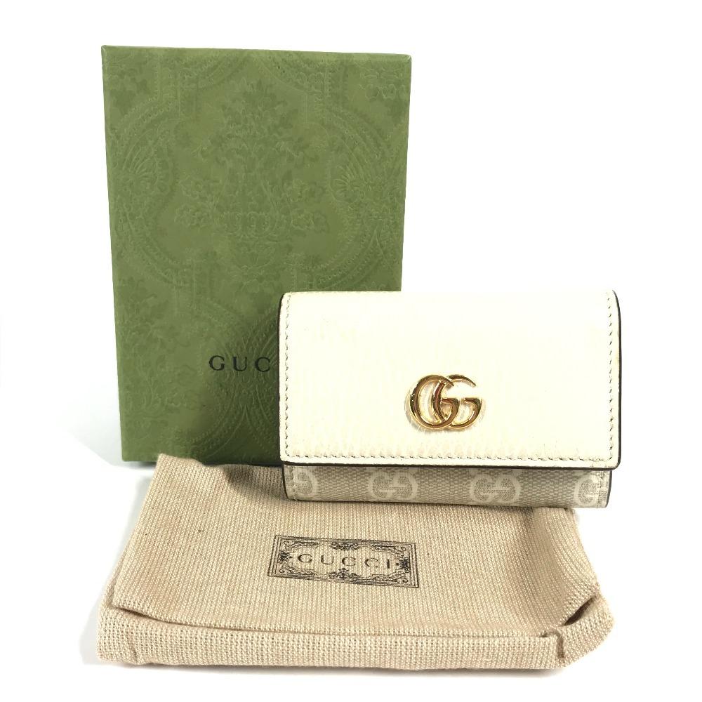 GUCCI 456118 logo GG 6 Key Case Key 6P Key Case PVC/Leather Beige