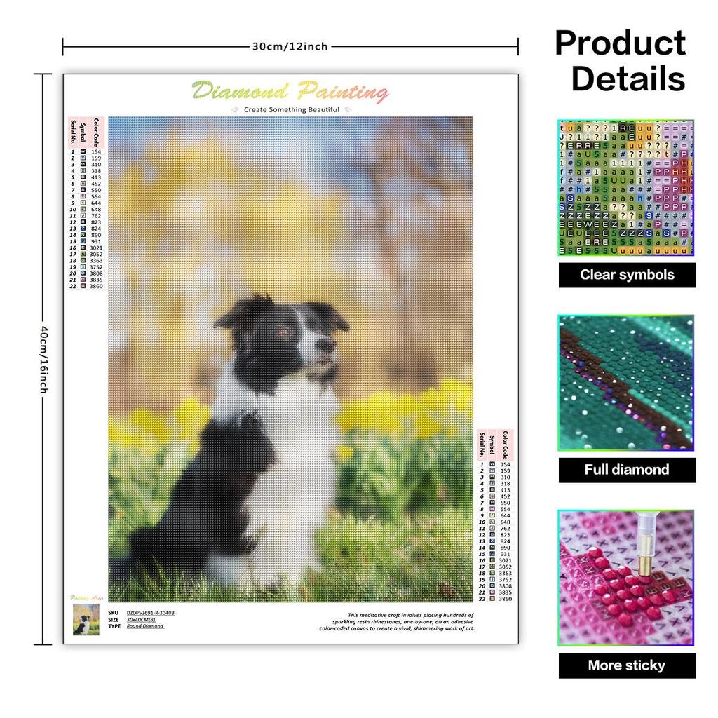 Full Round Diamond Painting Dog 5D Embroidery Animal Mosaic Cross Stitch Handicraft Home Decor 30x40cm/12x16inch