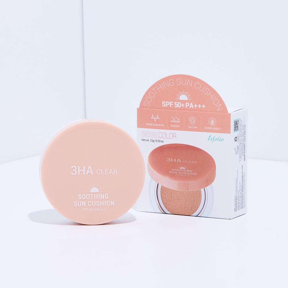 3HA Clear Moisturizing Sun Cushion White + Beige 15g 2-piece set SPF50+PA+++/wrinkle whitening functionality/skin tone up/contains CICA, 2 pieces