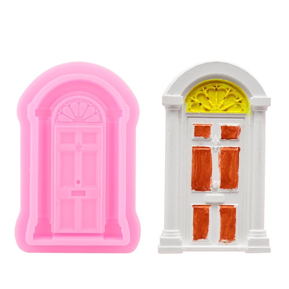2pcs DIY Door Window Silicone Mold Cake Fondant Cookie Mould Decorating Baking ToolPink