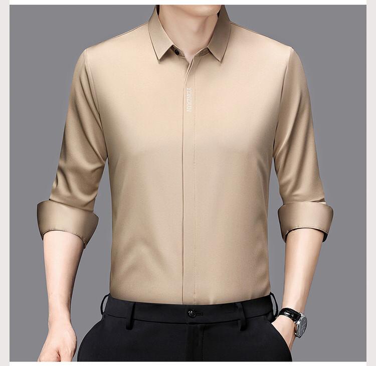 Men's Business Casual Long Sleeved Solid Color Shirt Wrinkle Resistant Wrinkle Free Comfortable All Season Versatile Top