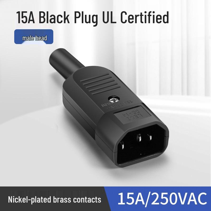 Large Black DIY Power Cord, C13 Male-Female AC Plug Connector
