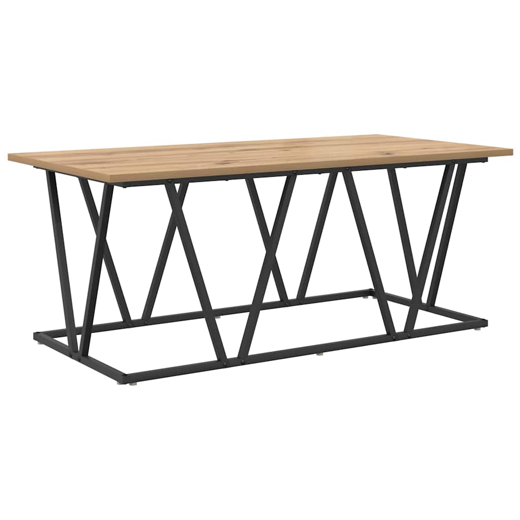 Artisan Oak Coffee Table 100 x 50 x 40 cm Plywood and Metal