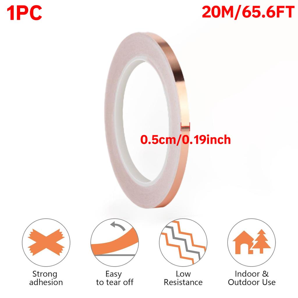 Copper Tape Double-Sided Conductive Copper foil tape for Stained Glass Conductive Tape for Guitar EMI Shielding Crafts