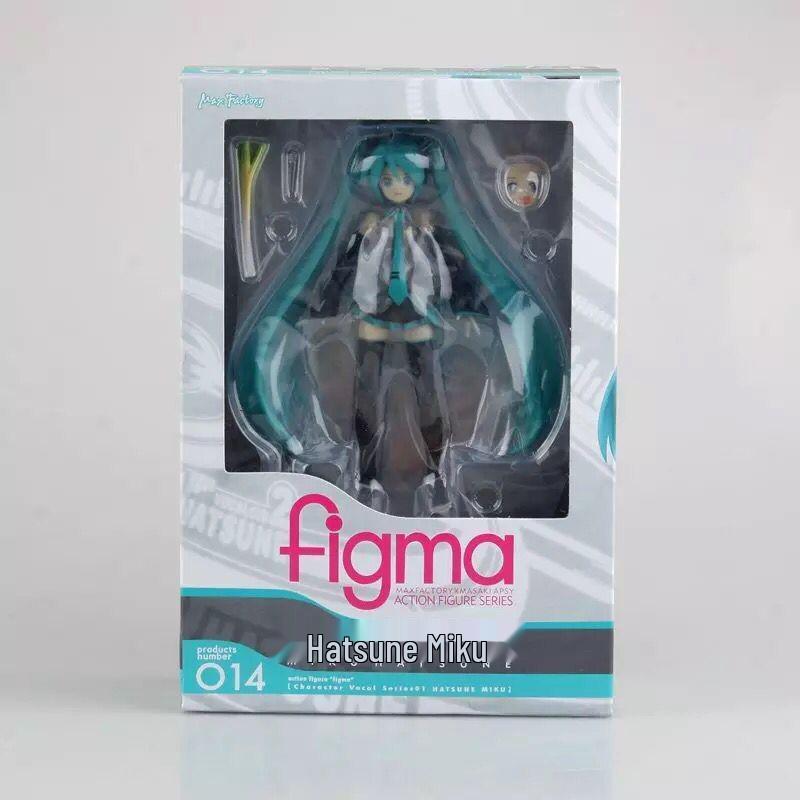 In Stock: Hatsune Miku Figma014 Articulated Action Figure with Face Changing Feature and Box.