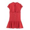 Spring 2026 Spicy Girl V-Neck Polka Dot Cinched Waist Short Dress