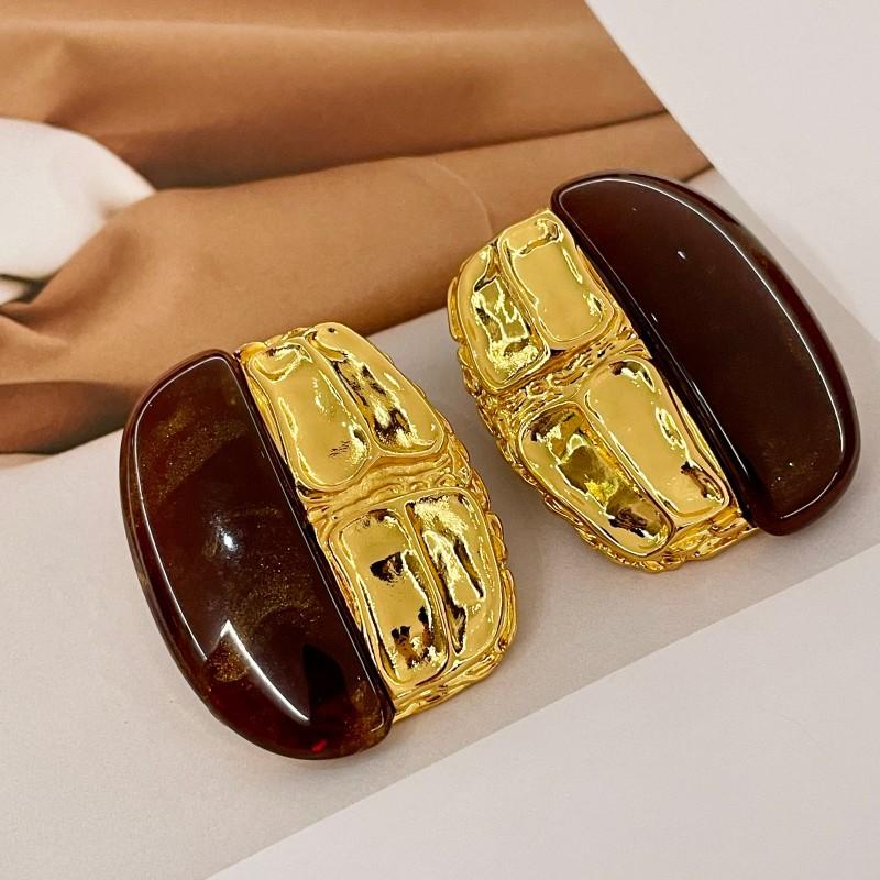 Natural tiger's eye stone series stud earrings for women Maillard exquisite retro earrings niche light luxury high-end temperament earrings