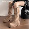 Suede Platform Women High Boots High Heels Chunky Fashion Shoes Woman 2025 Trend Winter Brand Sexy Elegant Femme Chelsea Botas