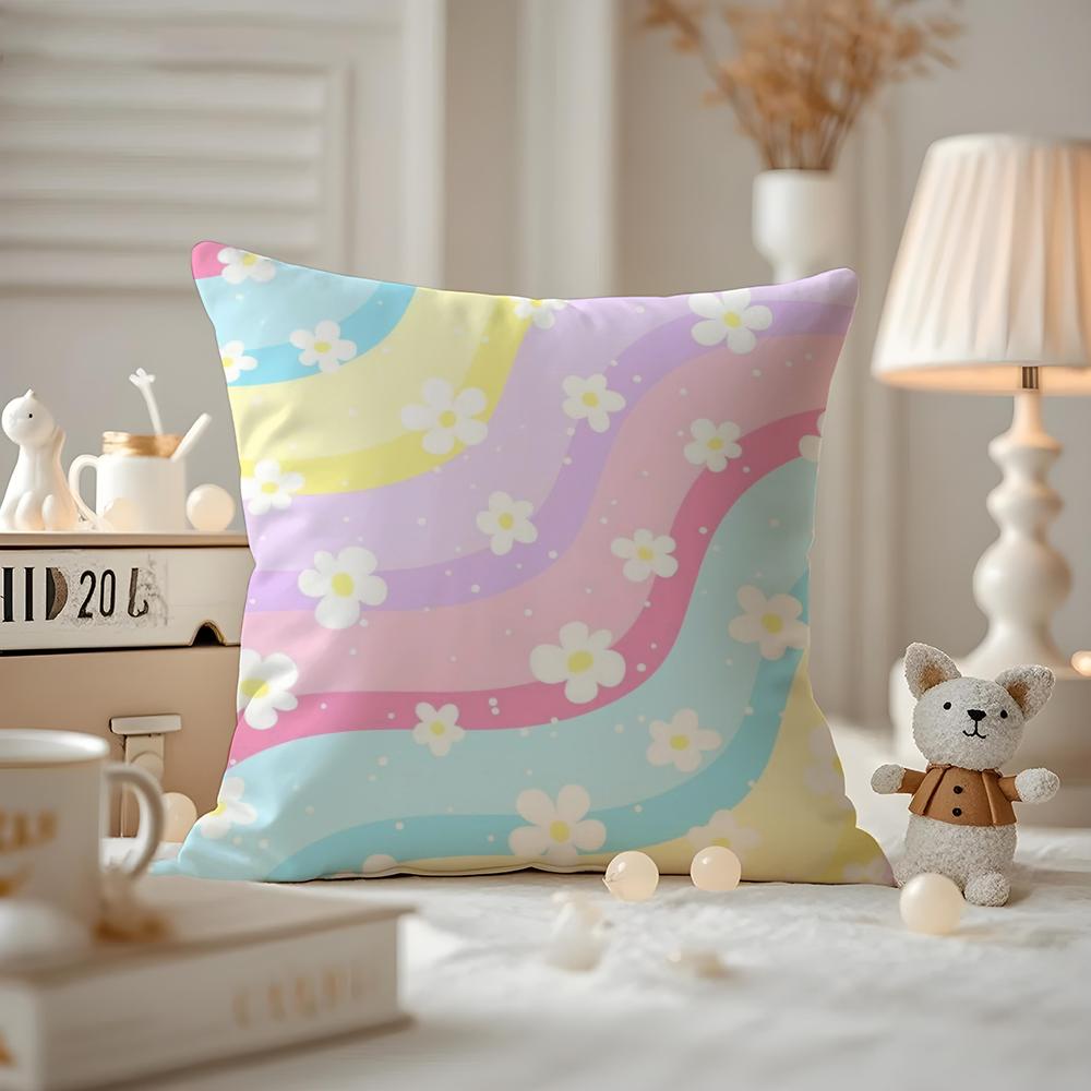 Romantisches Gänseblümchen-Frühlingskissenbezugmuster Bedruckter Kissenbezug für Wohnzimmersofa Kissenbezug & Schlafzimmerdeko