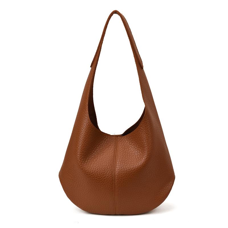 

Сумка Женская Новая Мода Сумка-Ведро Простая Вместительная Сумка-Тоут Текстурная Сумка Под Мышку На Плечо Женская Сумка коричневый