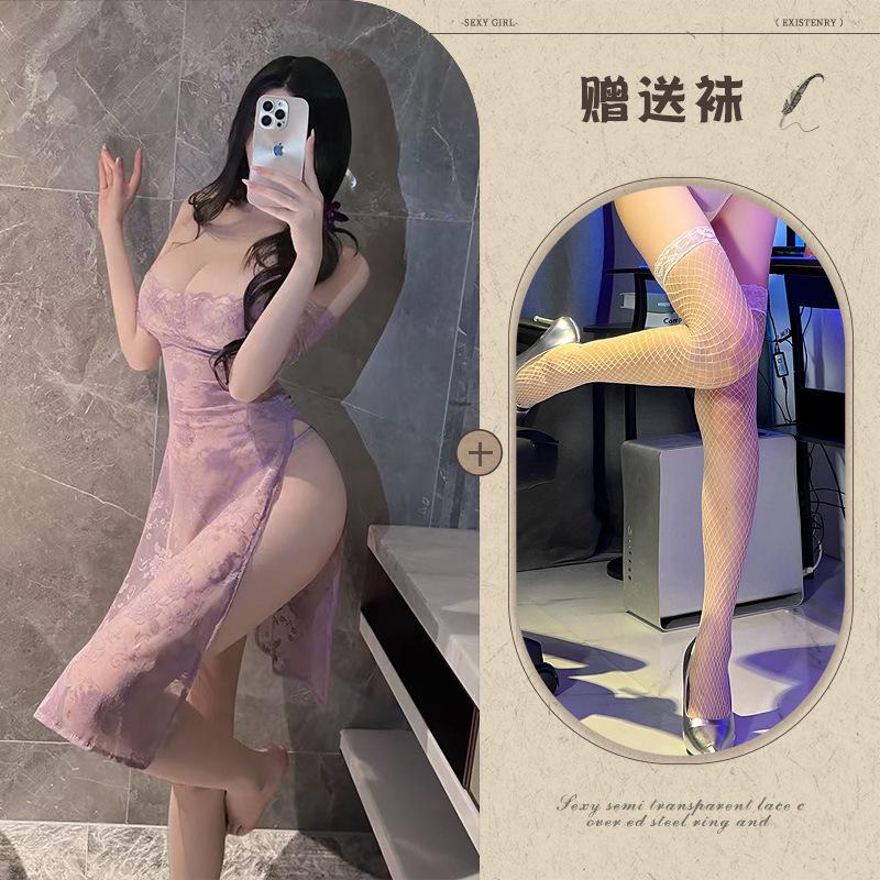 Sex Underwear Sex New Sense Lace Dress Uniform Purple Dress Pure Desire Pajama Set