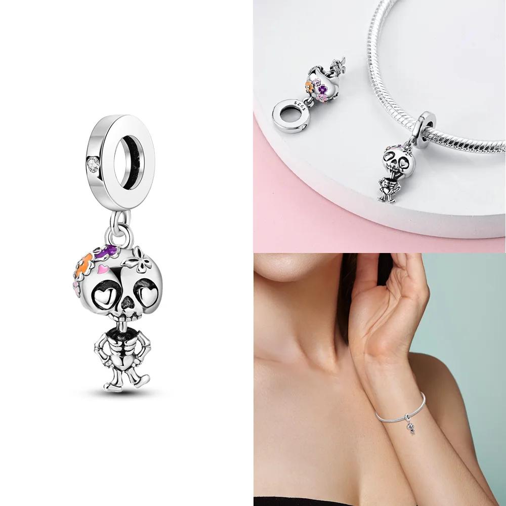 Copper Halloween Pumpkin Cart Magic Witch Ghost Original Charms Beads Fit Bracelet Jewelry Diy Women Birthday Gift Necklace